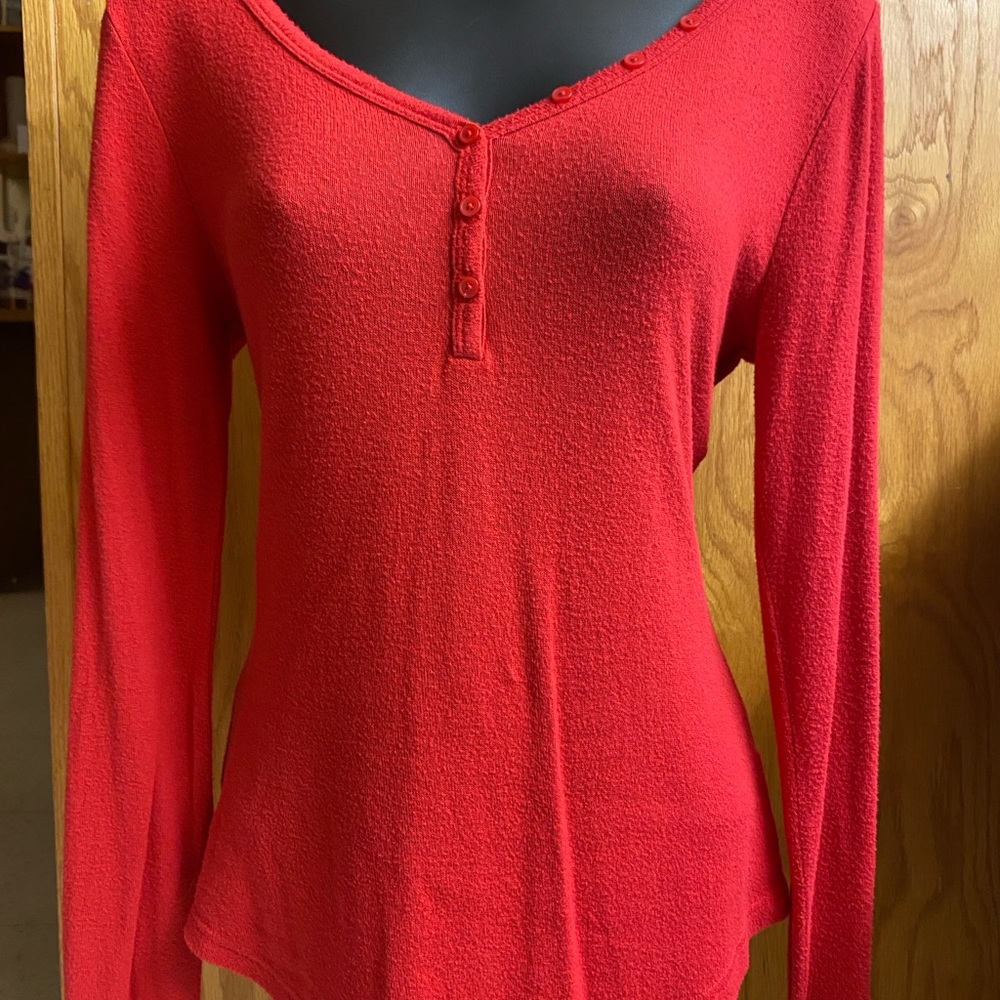 Women's Red Long Sleeve Top